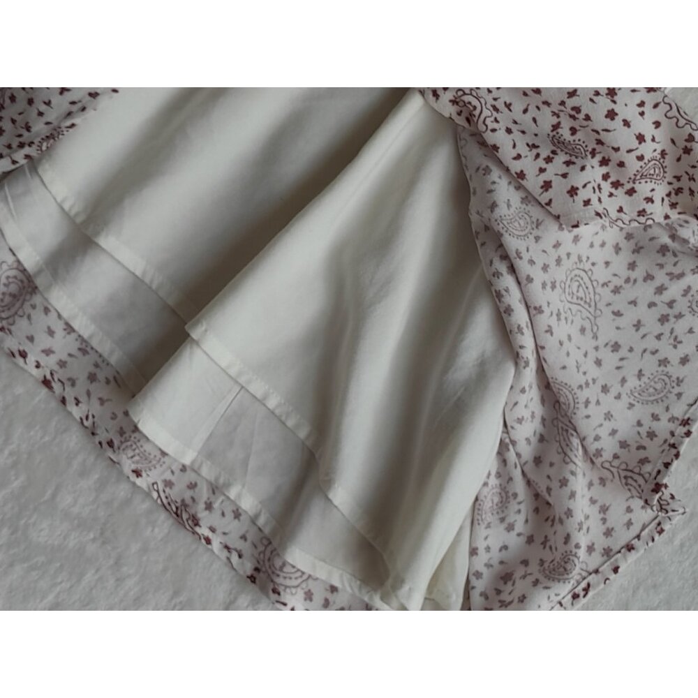 Abercrombie Fitch Sz Large Paisely Print Casual Lightweight Wrap Dress Red/White - Picture 7 of 11